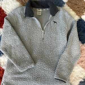 PINK Victoria's Secret Light Gray Zip-Up Sweater